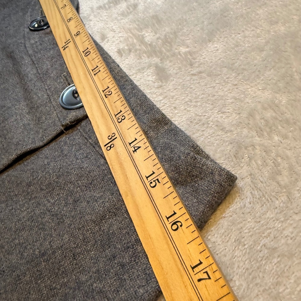 Vintage Gray Wool A-Line Skirt Double Breasted‎ Button Front Dark Academia 27" - Picture 3 of 8
